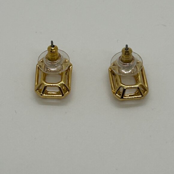 Kate Spade Freeze Frame Earrings Gold Geometric StudsRectangle Modern Minimalist - Picture 8 of 11